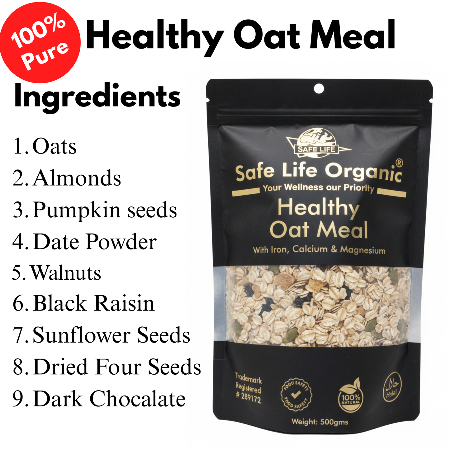 Safe Life Organic Healthy Oat Meal - 500g