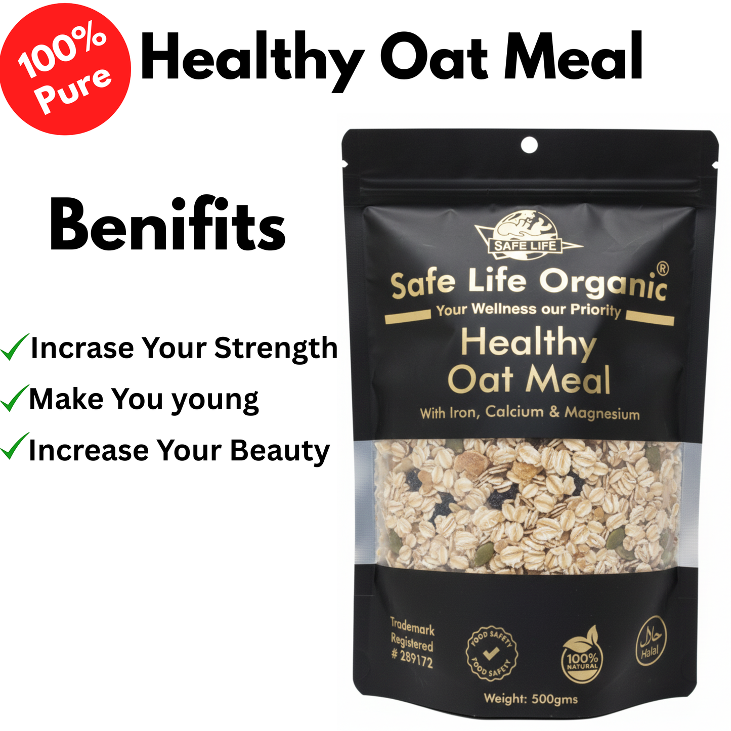 Safe Life Organic Healthy Oat Meal - 500g